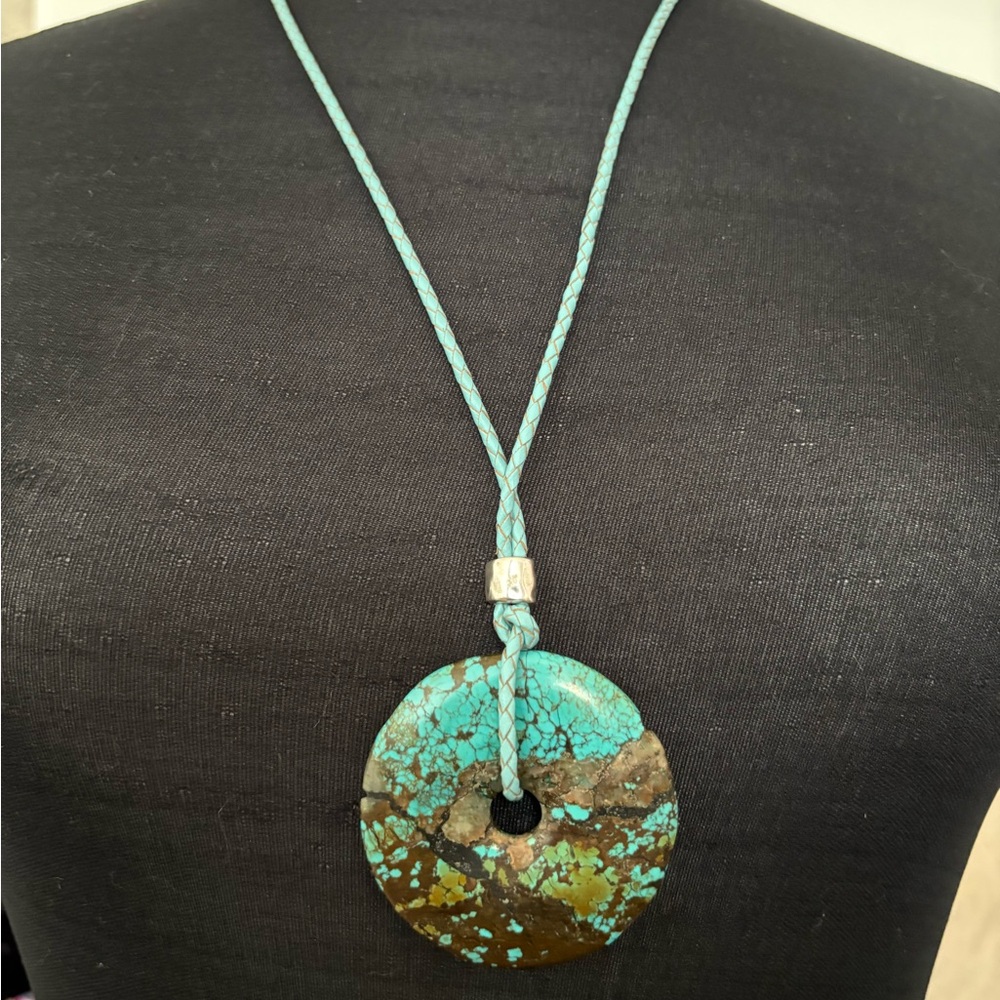 Authentic 2.25” Turquoise Adjustable Pendant Silv… - image 3